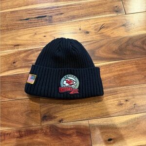Kansas City Chiefs Black Knit Beanie NFL barely worn.  Youth One Size Fits Most